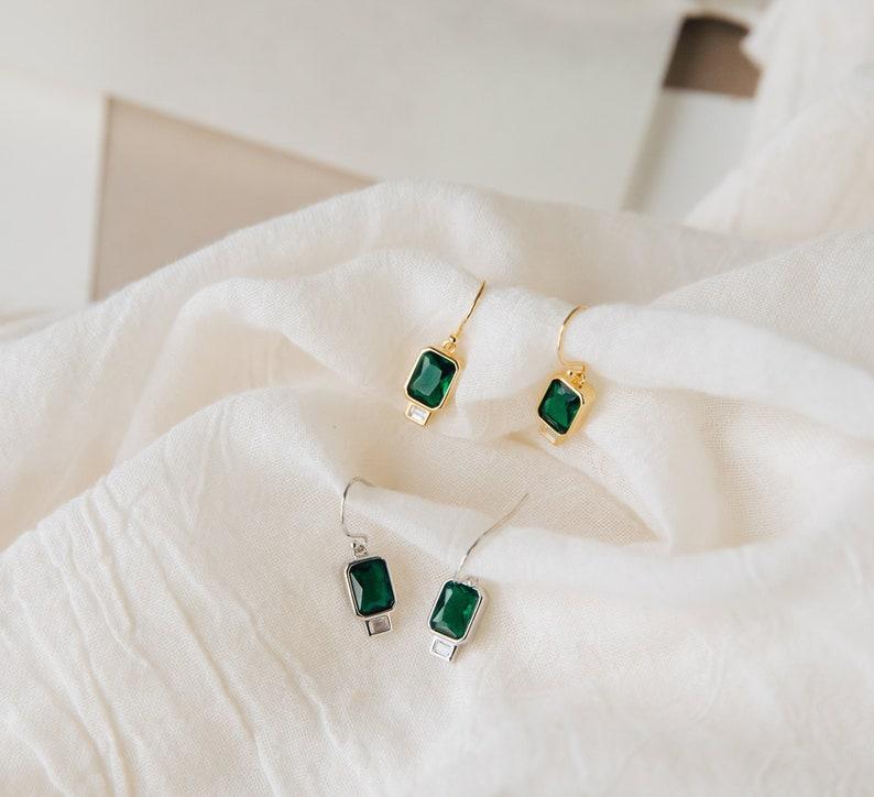 Emerald Baguette Drop Earrings