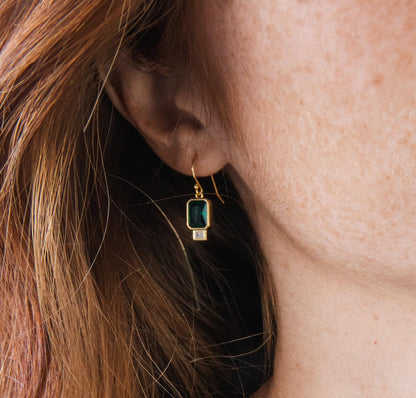 Emerald Baguette Drop Earrings