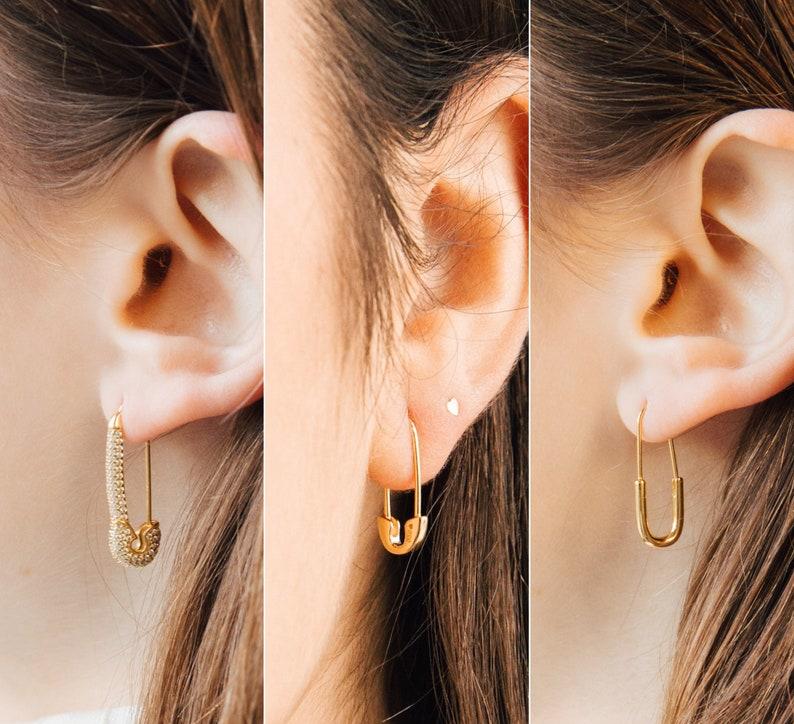 Minimalist Safety Pin and Geometric Hoops Set