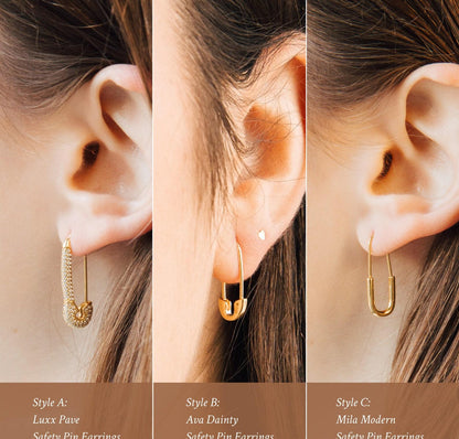 Minimalist Safety Pin and Geometric Hoops Set