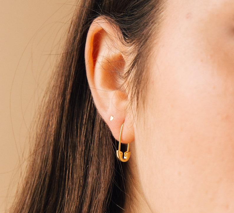 Minimal Gold Safety Pin Earrings