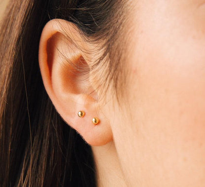 Dainty Double Ball Stud Earrings