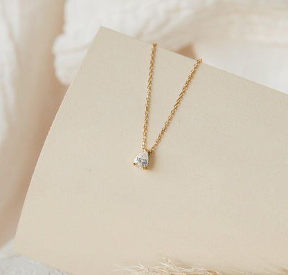 Teardrop Diamond Necklace Minimalist Design