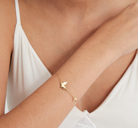 Dainty Gold Butterfly Charm Bracelet