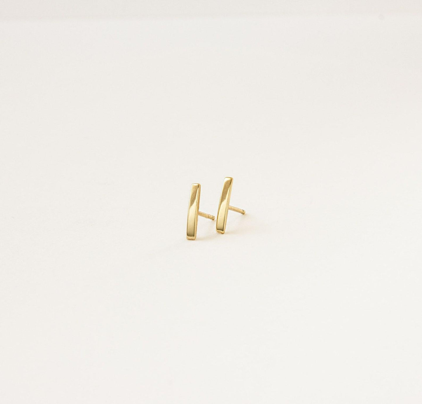 Gold and Silver Minimalist Bar Stud Earrings