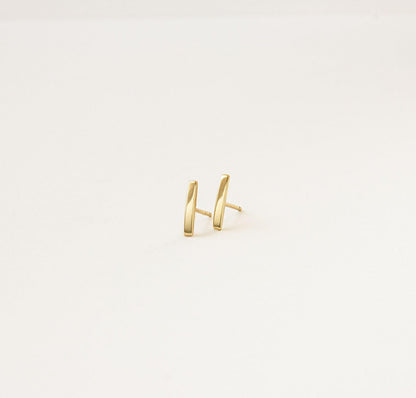 Gold and Silver Minimalist Bar Stud Earrings