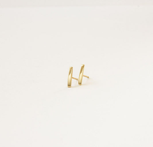 Gold and Silver Minimalist Bar Stud Earrings