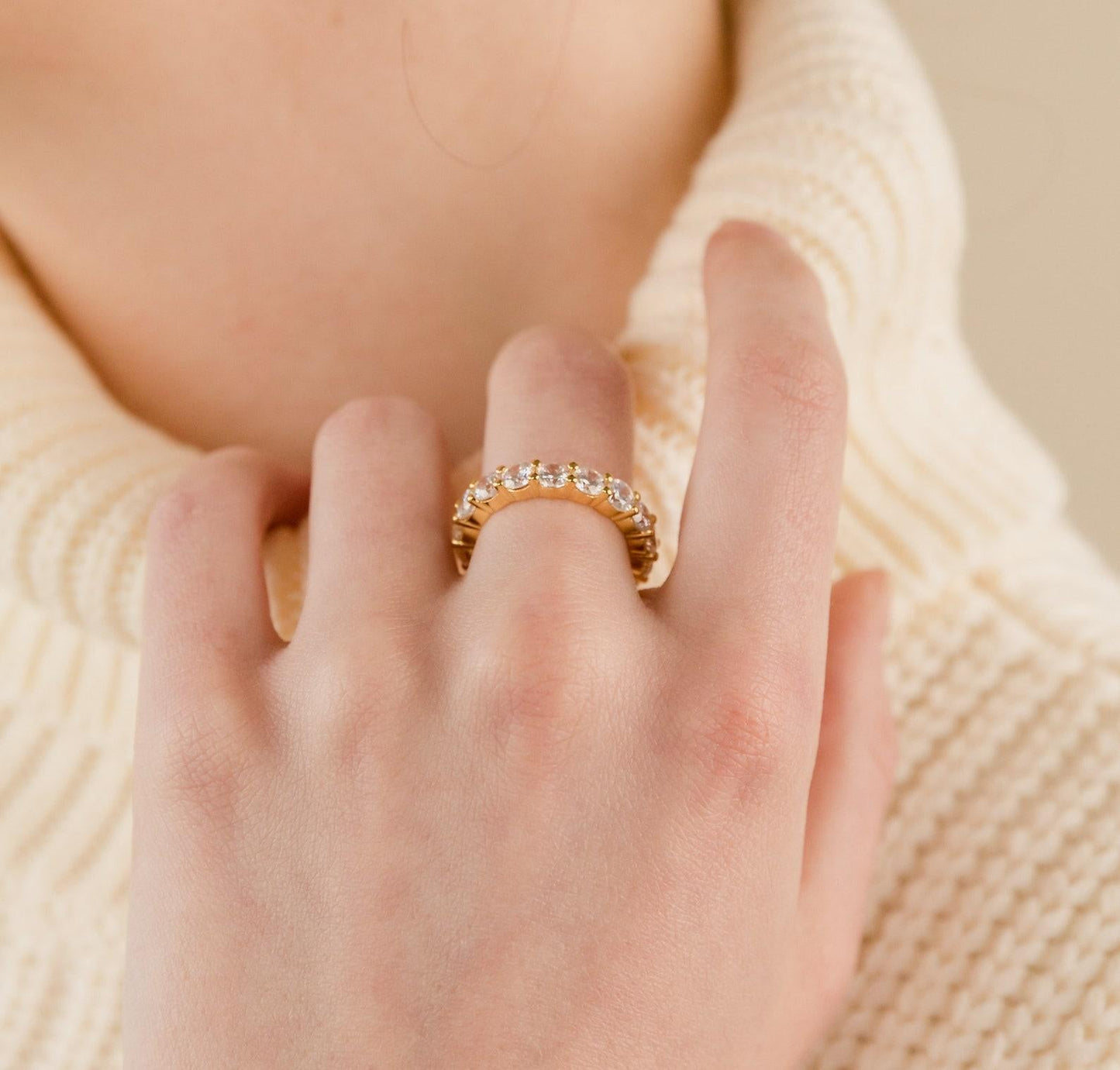 Gold Round Diamond Eternity Band Ring