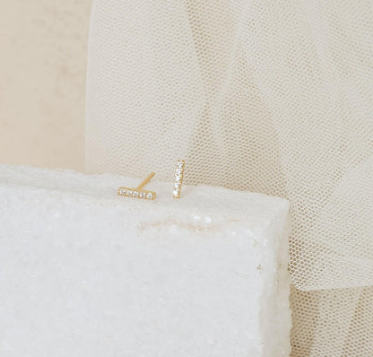 Dainty Pave Diamond Gold Earrings