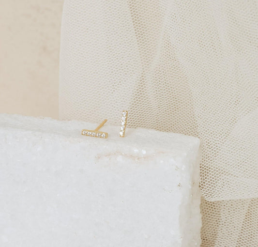 Dainty Pave Diamond Gold Earrings