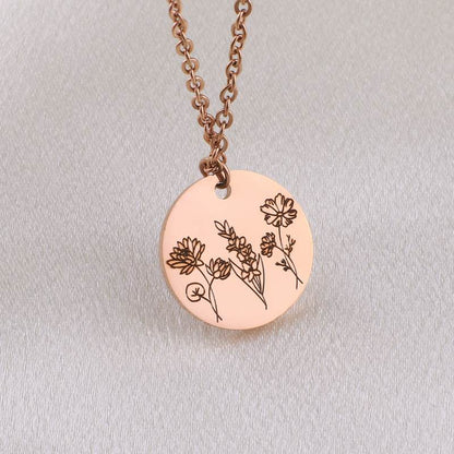 Personalized Flower Bouquet Necklace