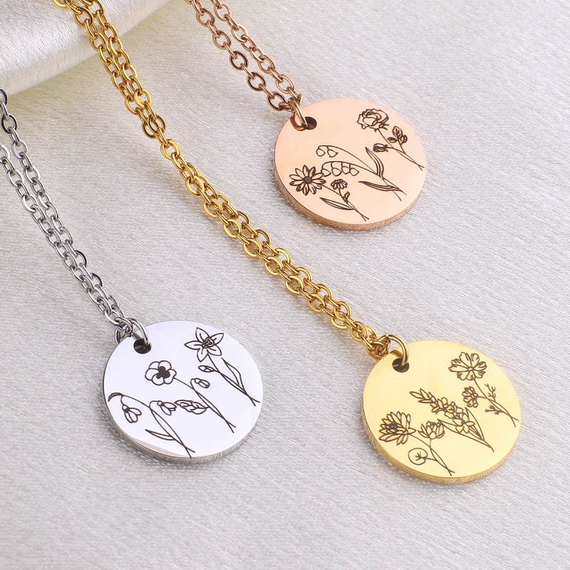 Personalized Flower Bouquet Necklace