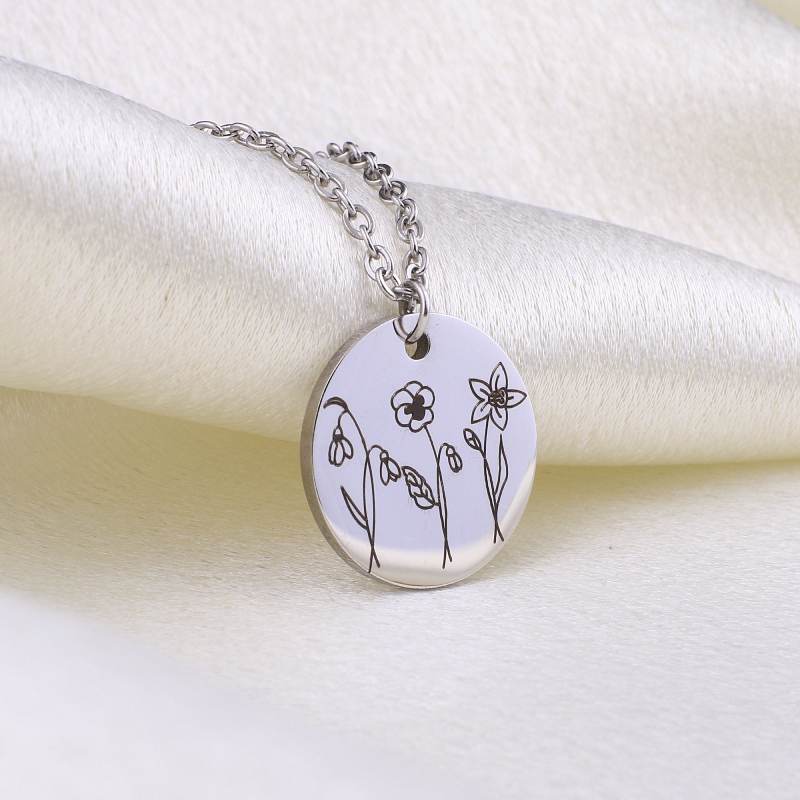 Personalized Flower Bouquet Necklace