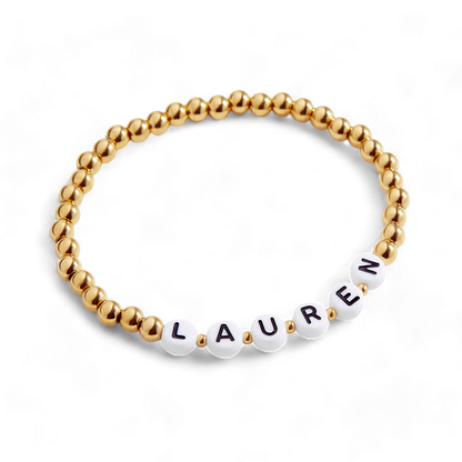 Personalized Gold Beaded Name Bracelet