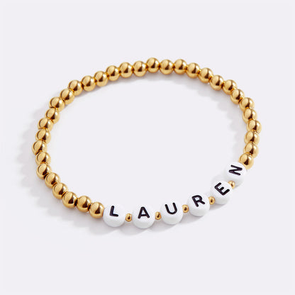 Personalized Gold Beaded Name Bracelet