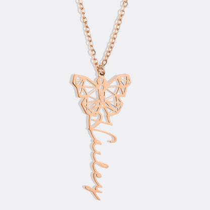 Personalized Geometric Butterfly Necklace