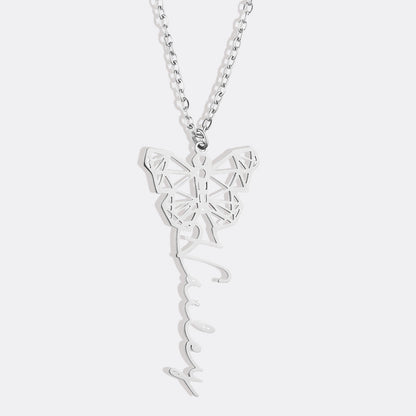 Personalized Geometric Butterfly Necklace