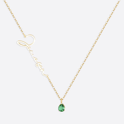 Custom Birthstone Name Necklace