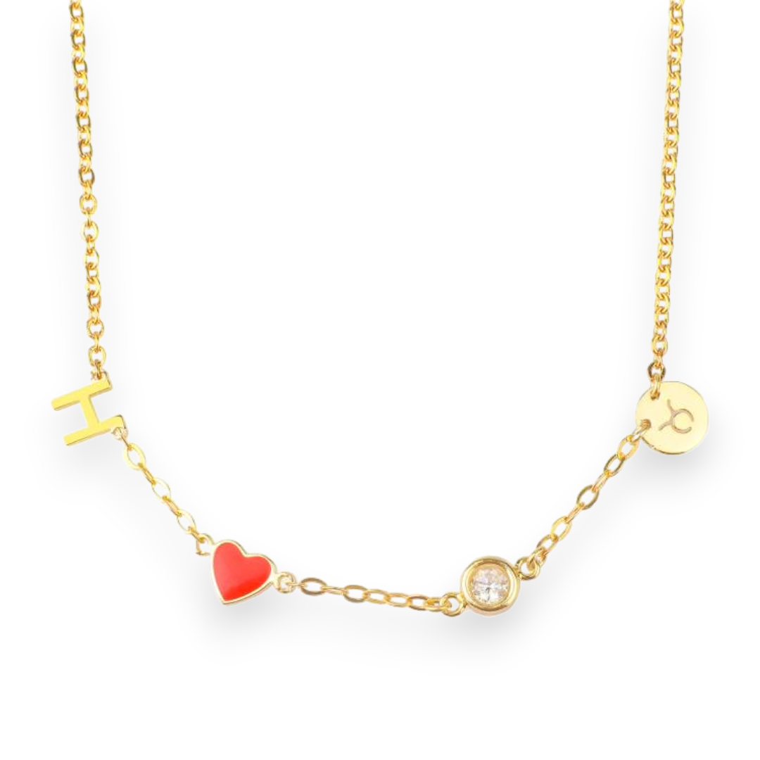 Personalized Heart Necklace with Diamond Accent