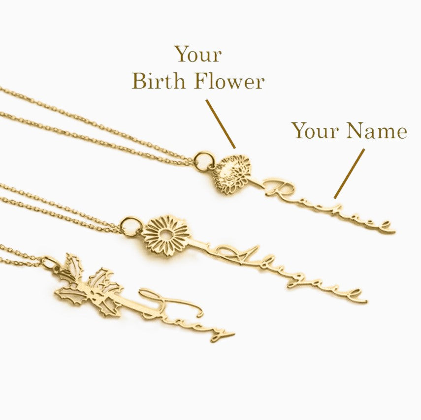 Customized Birth Flower Necklace