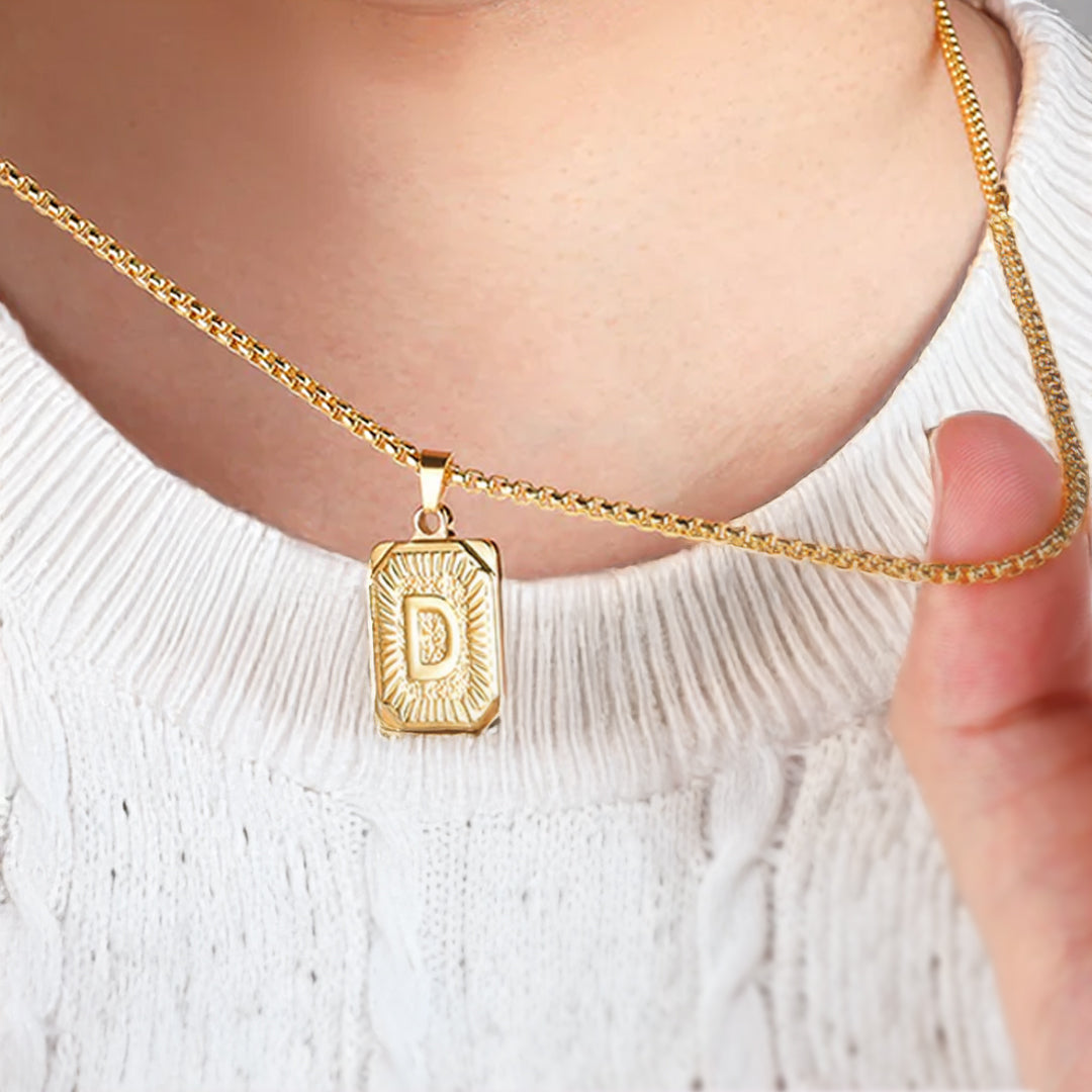 Personalized Initial Card Pendant Necklace