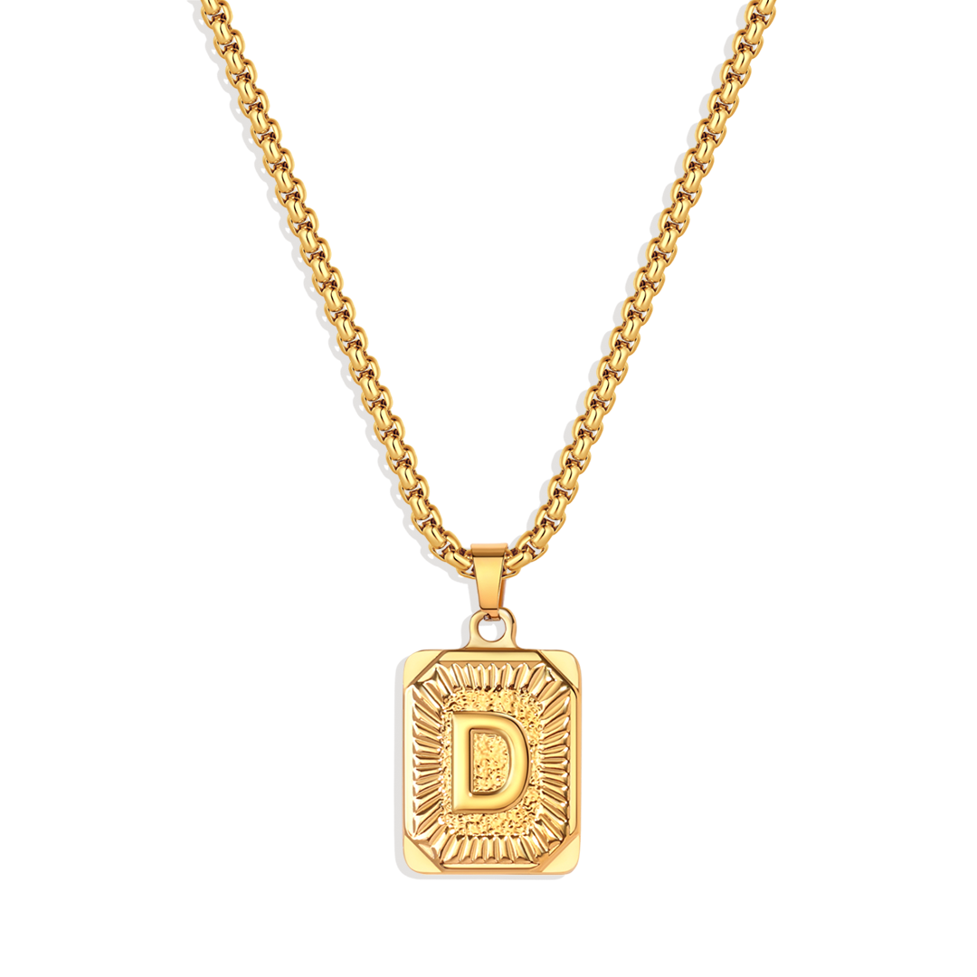 Personalized Initial Card Pendant Necklace