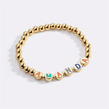 Personalized Rainbow Letter Gold Bracelet