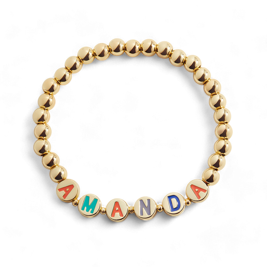 Personalized Rainbow Letter Gold Bracelet