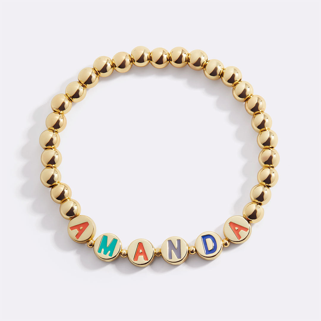 Personalized Rainbow Letter Gold Bracelet