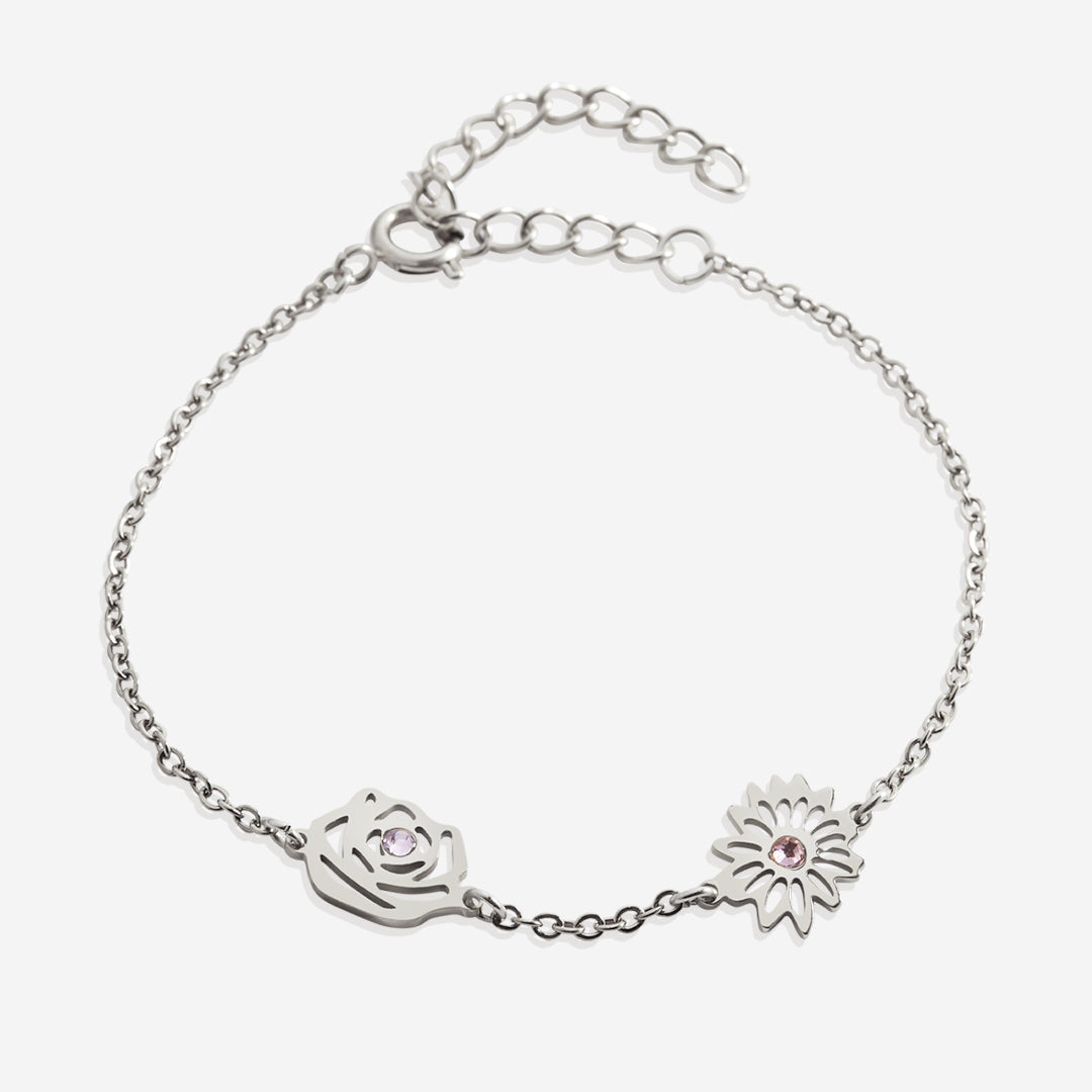 Custom Birth Flower Charm Bracelet