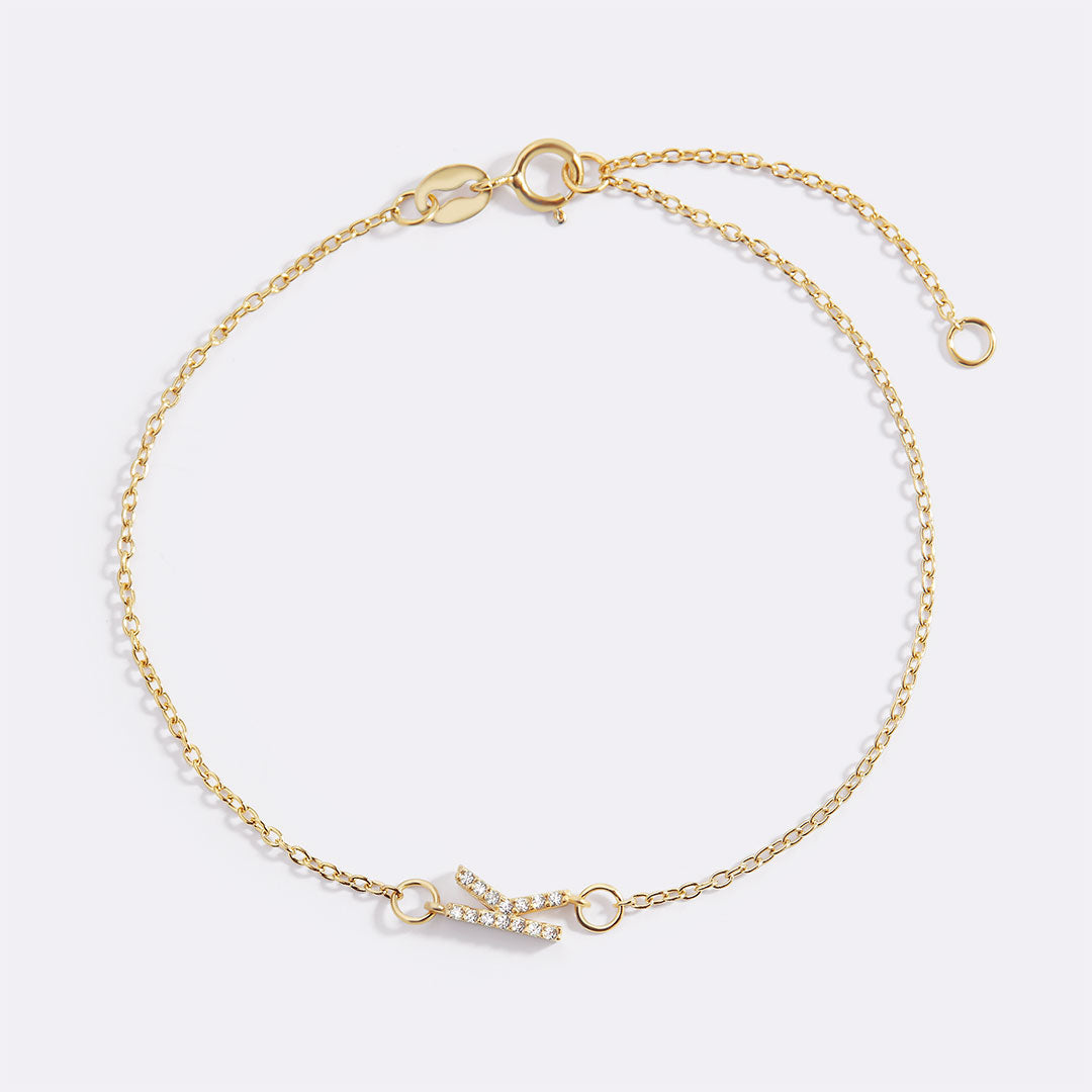 Skinny Diamond Initial Bracelet