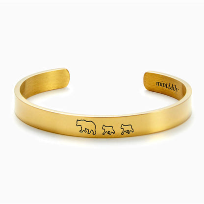 Engraved Mama Bear Cuff Bracelet