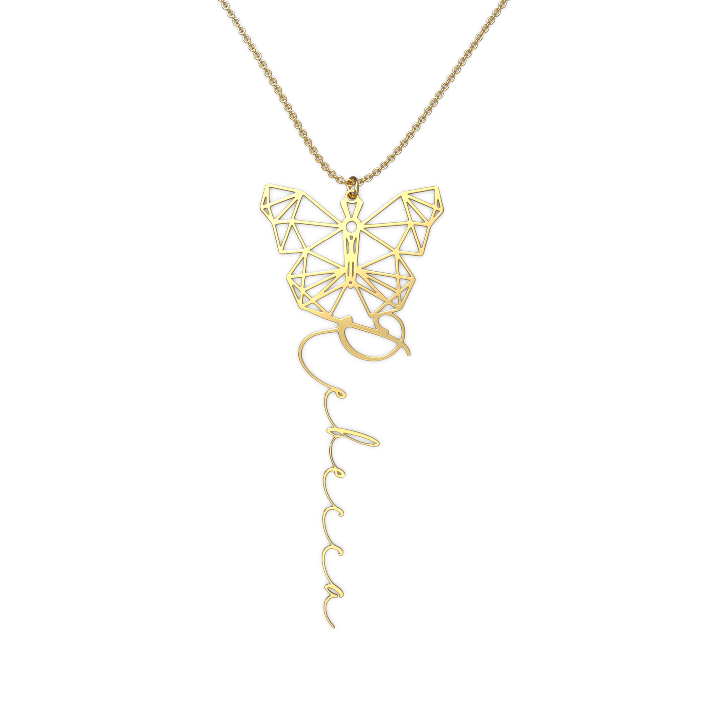 Personalized Geometric Butterfly Necklace