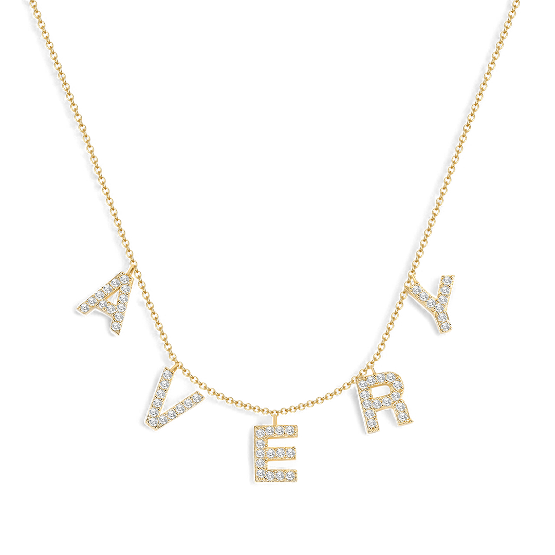 Personalized Pave Block Letter Necklace