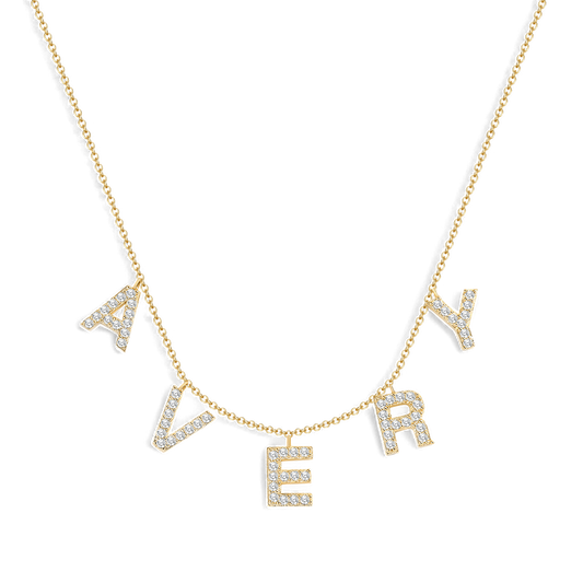 Personalized Pave Block Letter Necklace