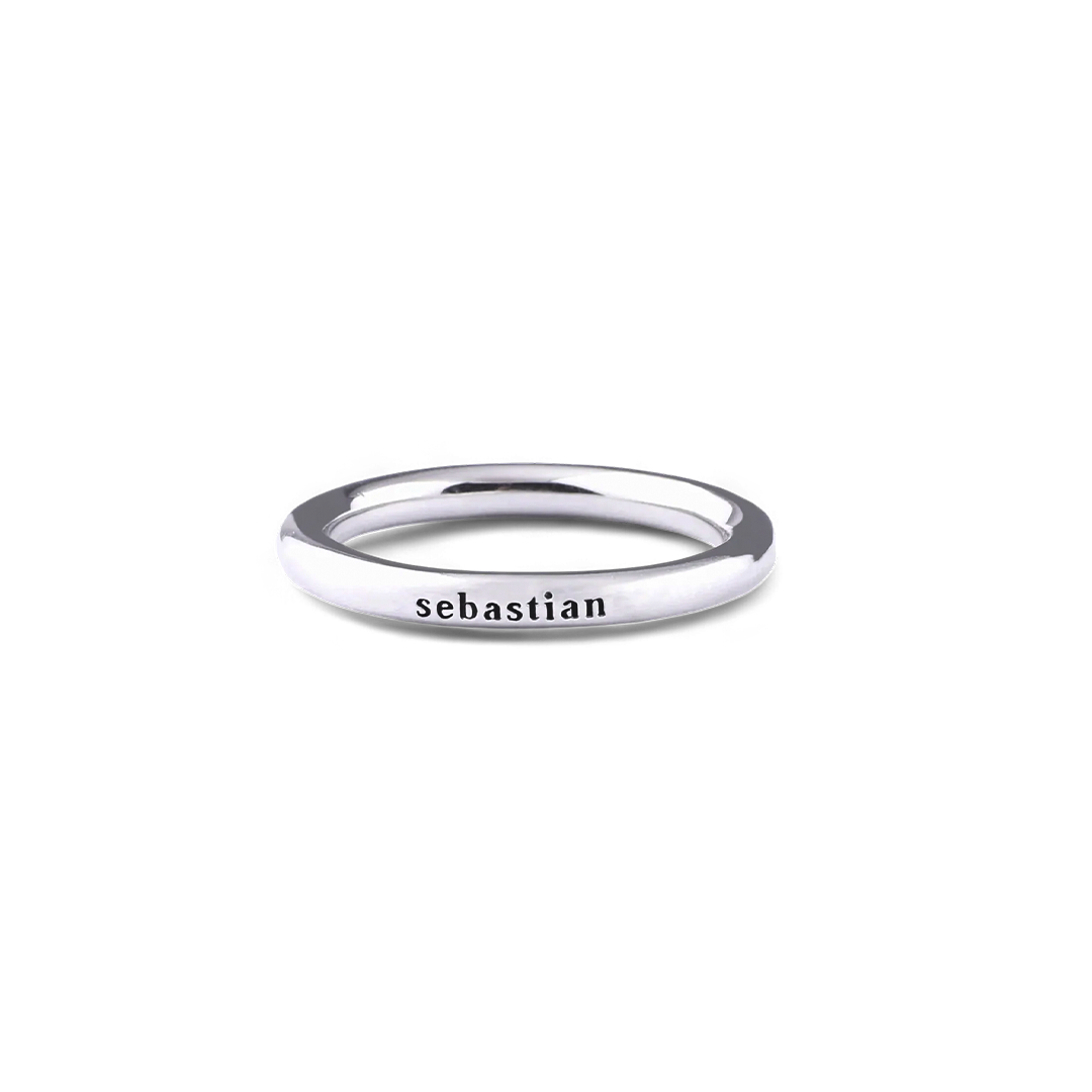 Personalized Stackable Name Ring in Silver