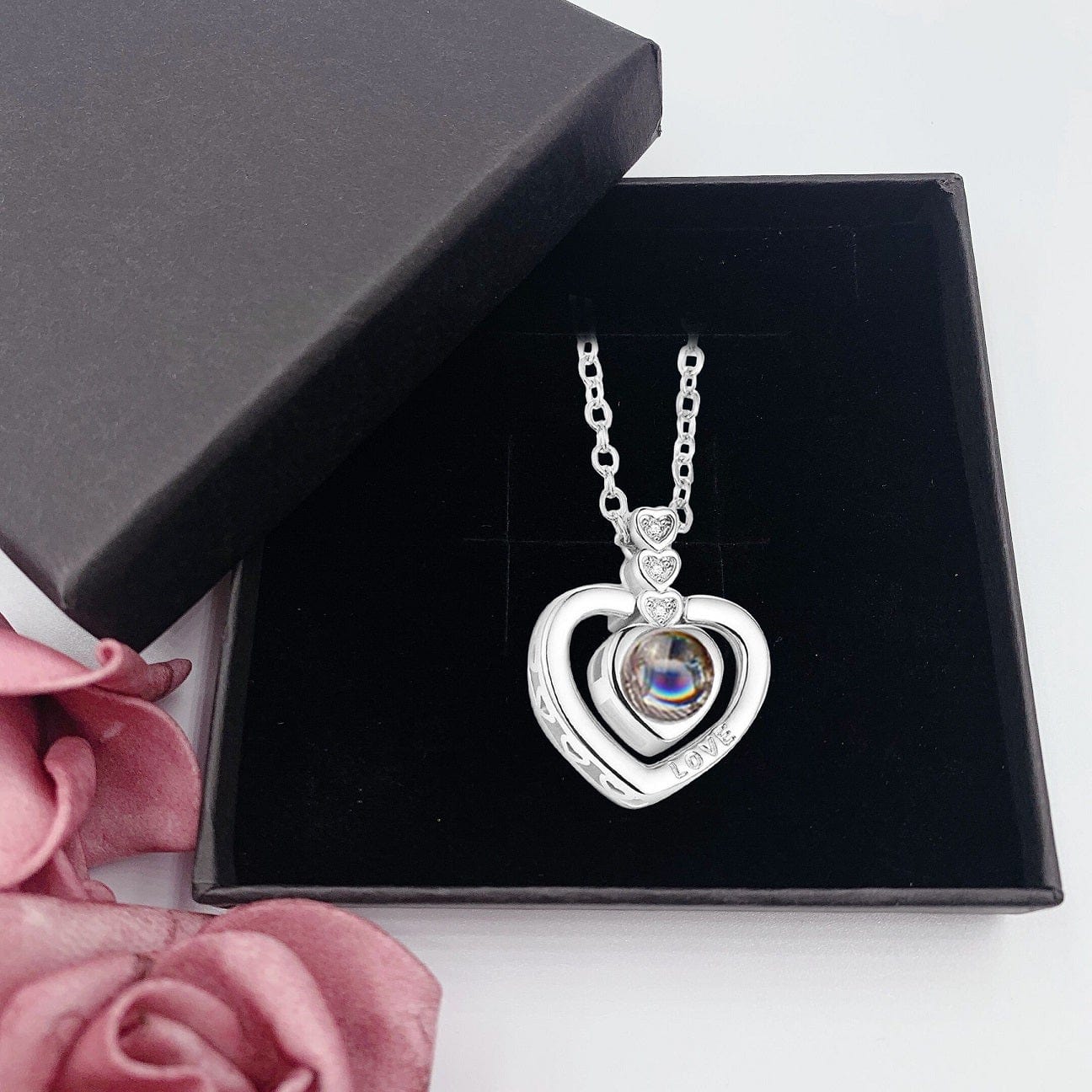 Personalized Heart Drop Projection Necklace