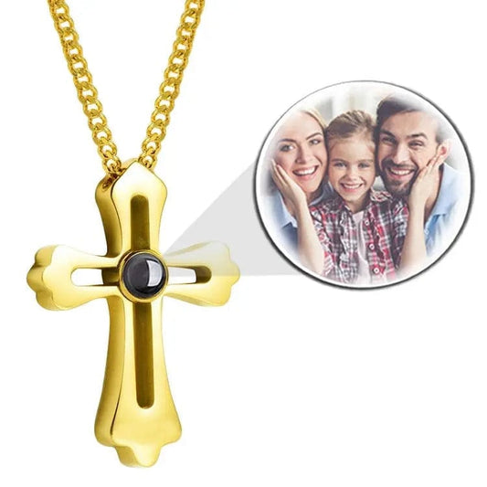 Personalized Photo Projection Cross Necklace