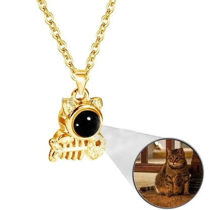 Custom Photo Projection Pet Fish-bone Shape Necklace