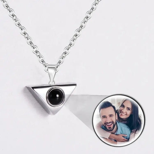 Personalized Photo Projection Triangle Necklace