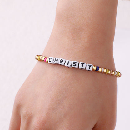 Personalized Waterproof Gold Rainbow Bracelet