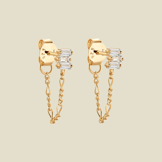 Baguette Chain Huggie Earrings