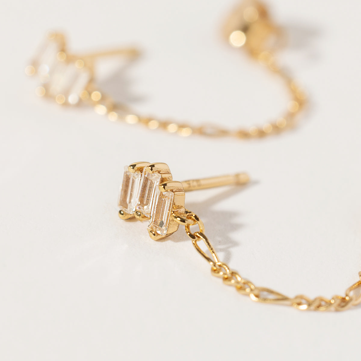 Baguette Chain Huggie Earrings