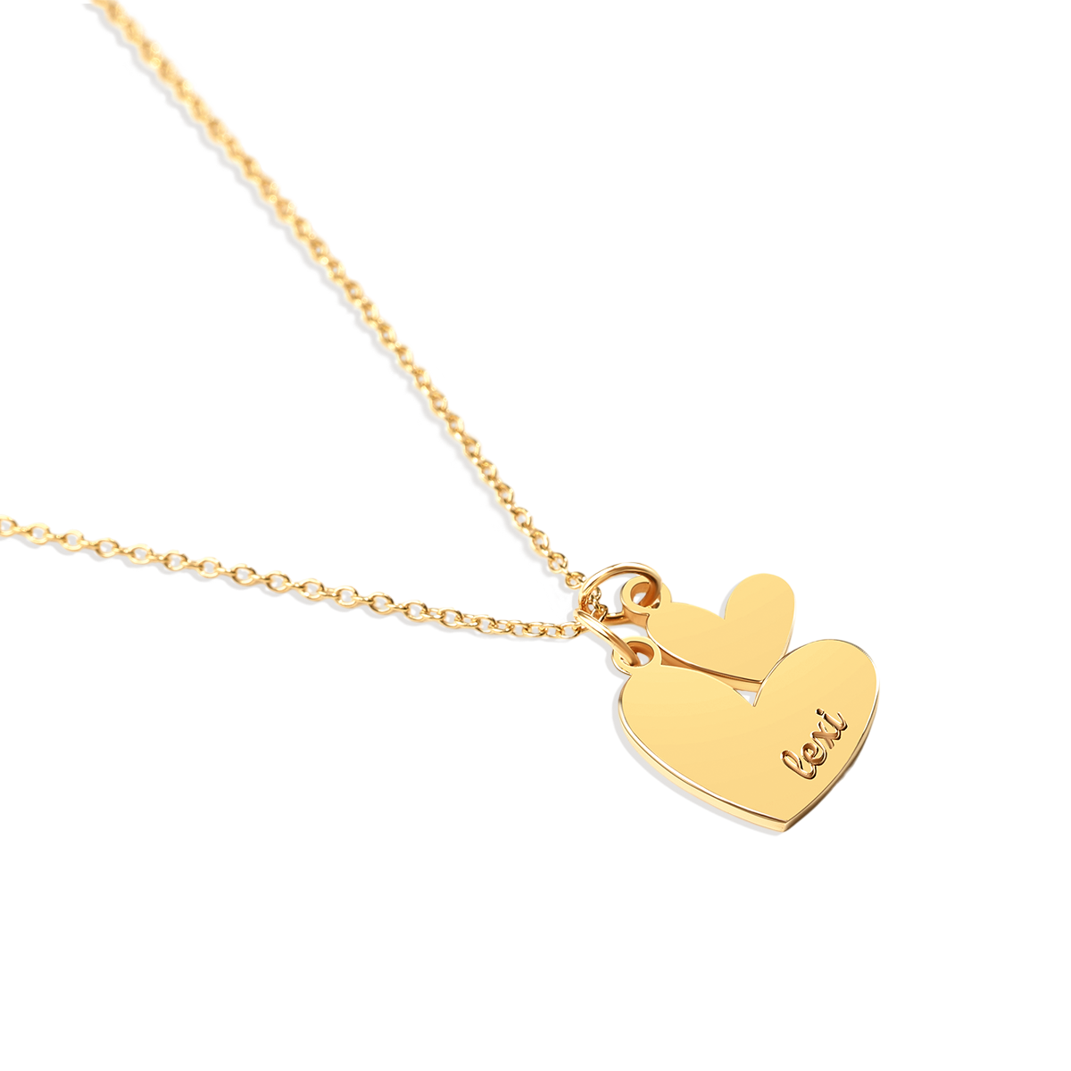 Customized Double Heart Name Necklace