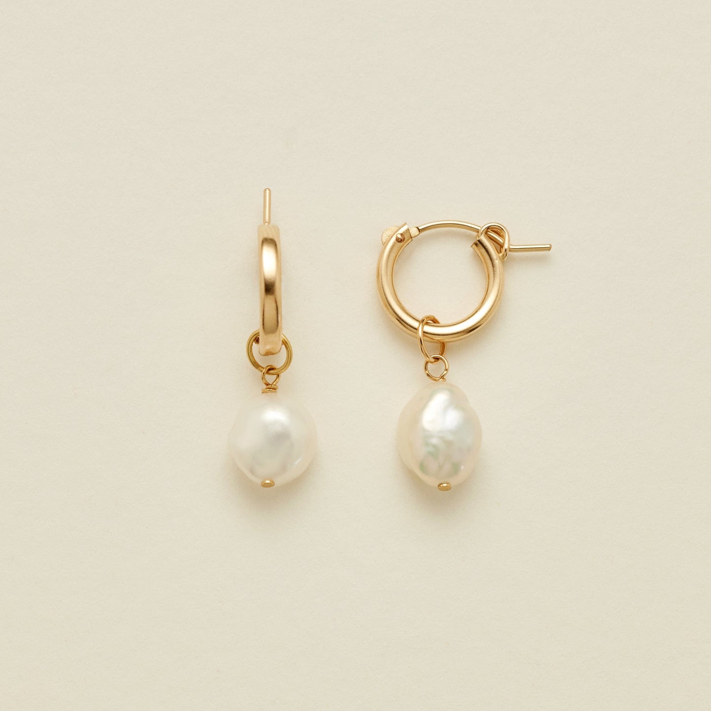 Pearl Drop Hoop Earrings