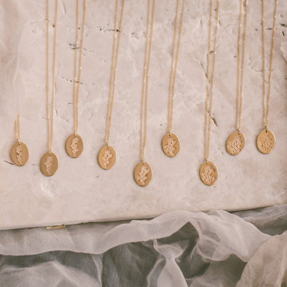 Personalized Floral Oval Necklace