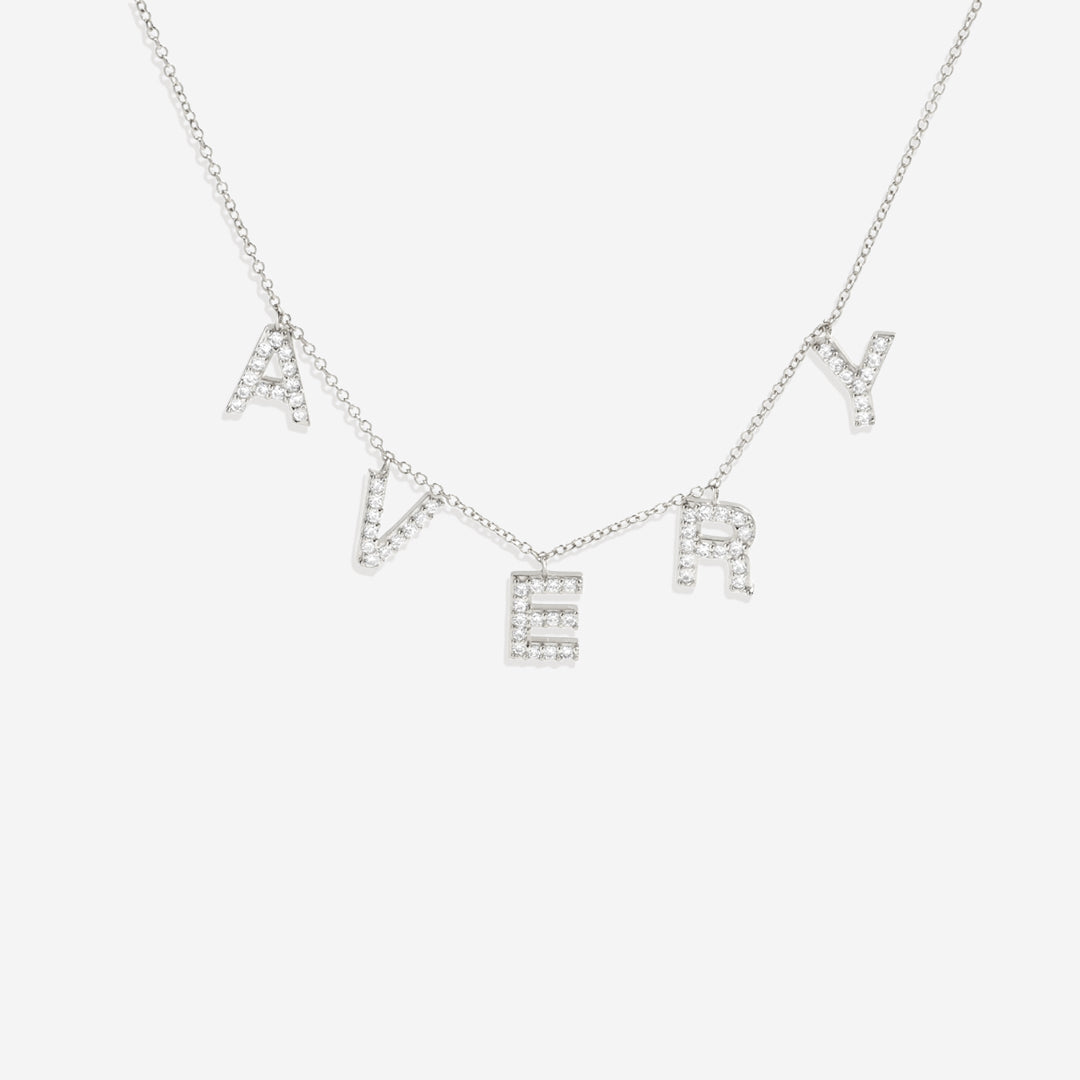 Personalized Pave Block Letter Necklace