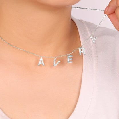 Personalized Pave Block Letter Necklace