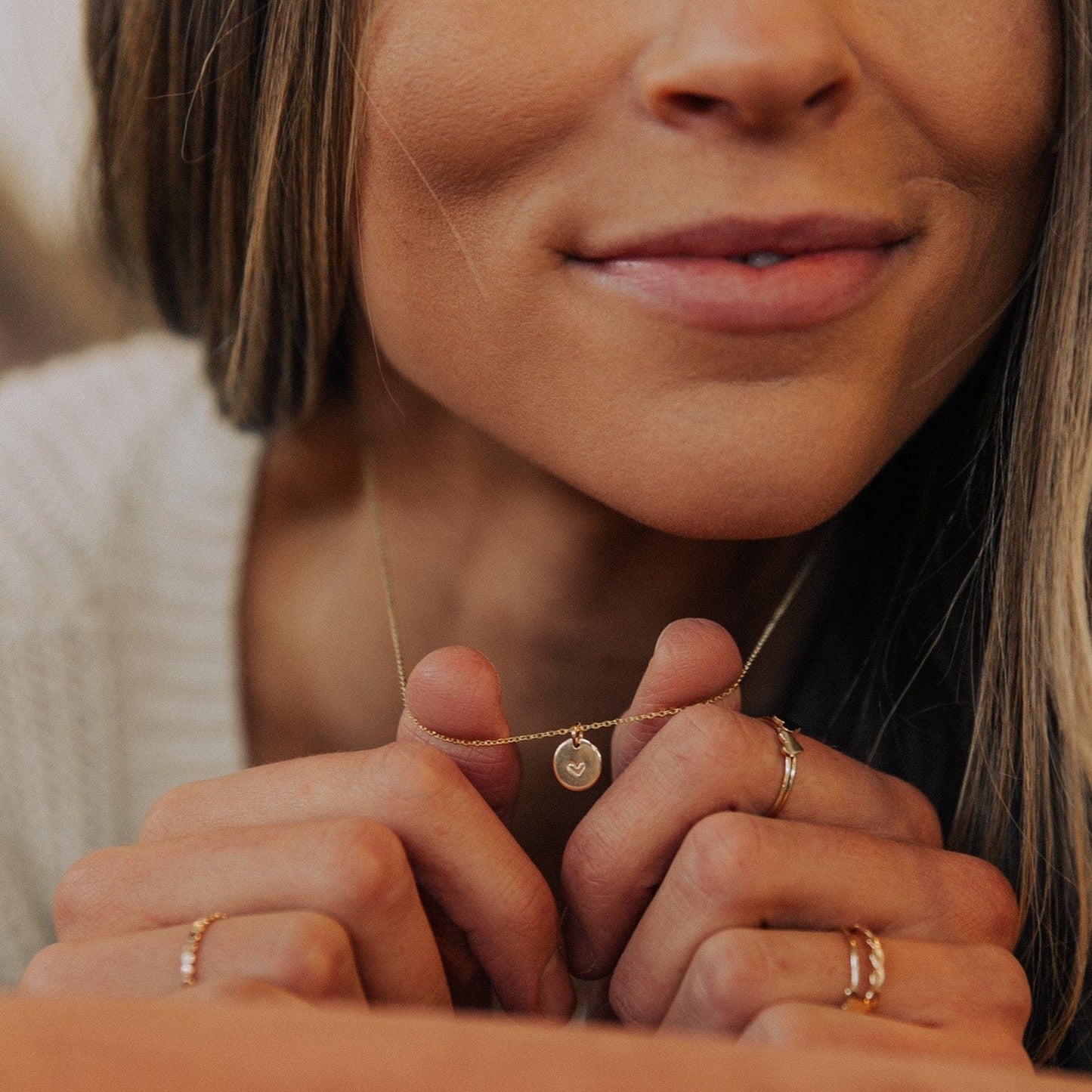 Personalized Heart Disc Necklace