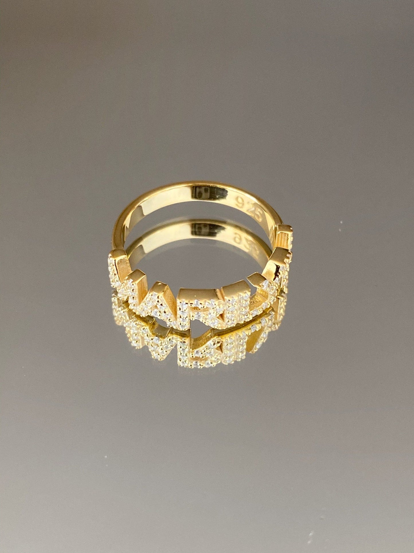 Personalized Diamond Name Ring in 14k Gold